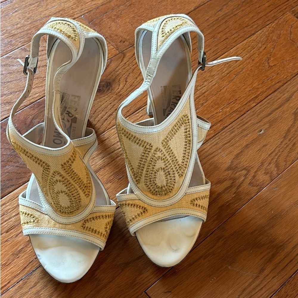 Ivory and Beige Women Sandals